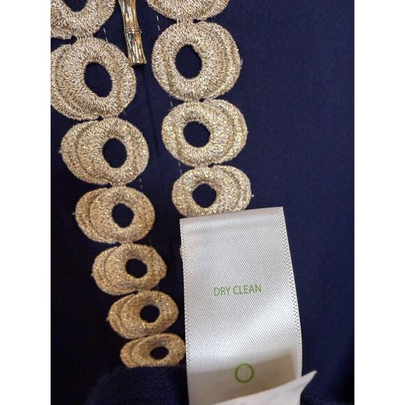 Lilly Pulitzer Dress Size 12 Navy Sleeveless Gold Detailing - Picture 3 of 6